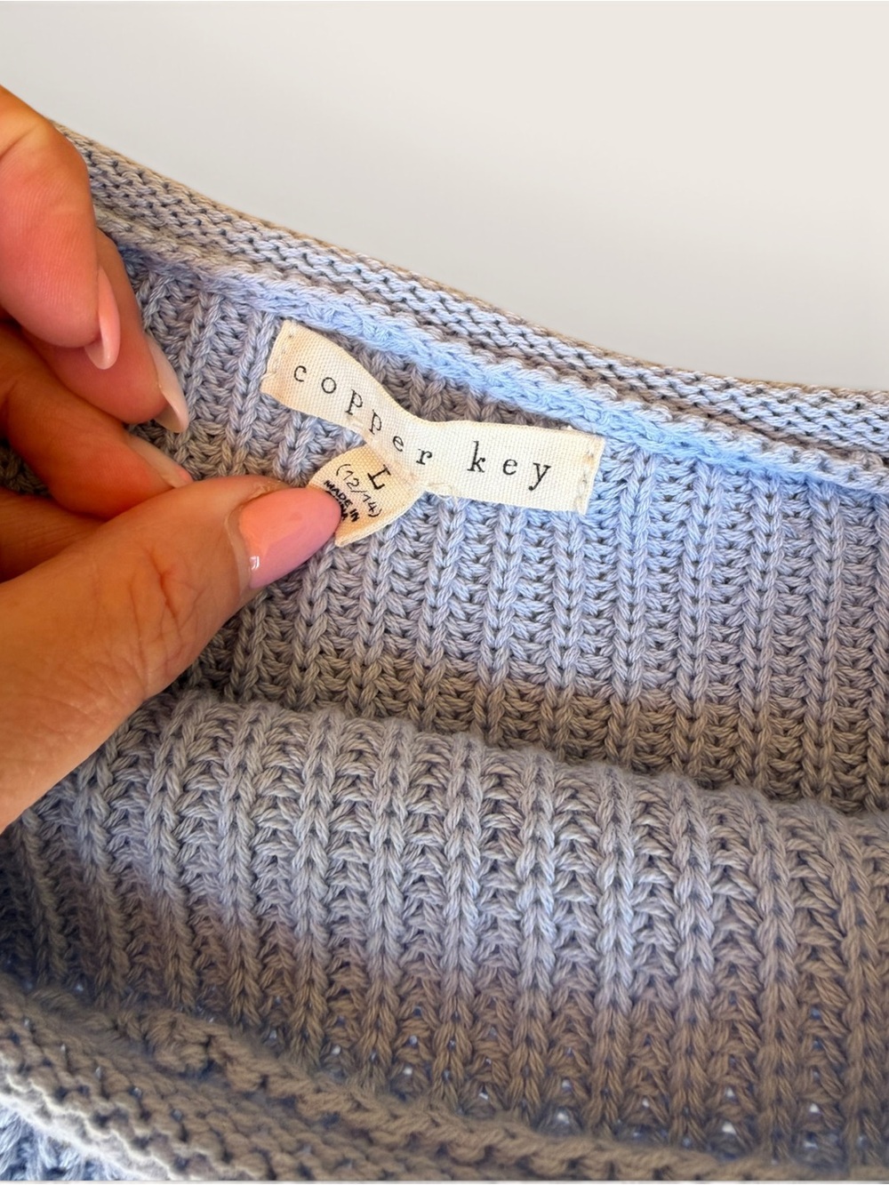 Copper Key Light Blue Ribbed Cropped Sweater - Picture 3 of 4